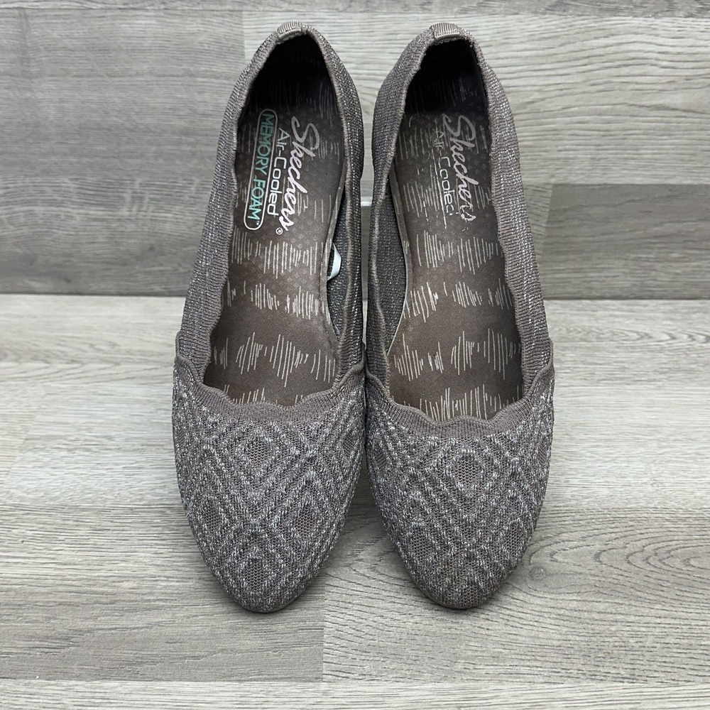 Skechers Flat Shoes Womens Size 8.5M Brown Knit Ballet Memory Foam 138340
